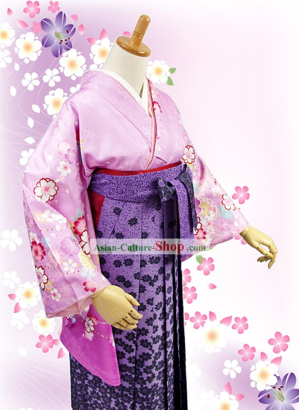Vestido Kimono japonês formal e Geta Sandal Set completo para as Mulheres