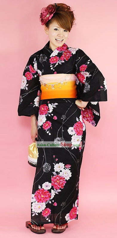 Japonaise Set Costume Yukata Kimono complet pour les femmes