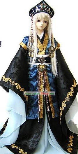 Costumes antigos japoneses Imperador e Crown Set completo para Homens