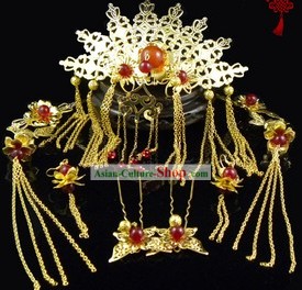 Ancient Chinese Hanfu Headpiece and Earrings Complete Set