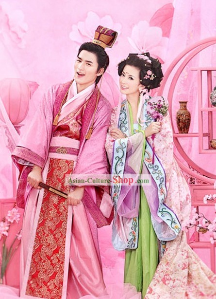 Romantic Traditional Chinese Wedding Hanfu Dress 2 Sets for Couple