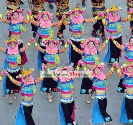 Beijing Olympic Games Opening Ceremony Huian Women Dance Costumes Complete Set