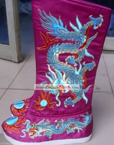 Traditional Chinese Embroidered Dragon Boots