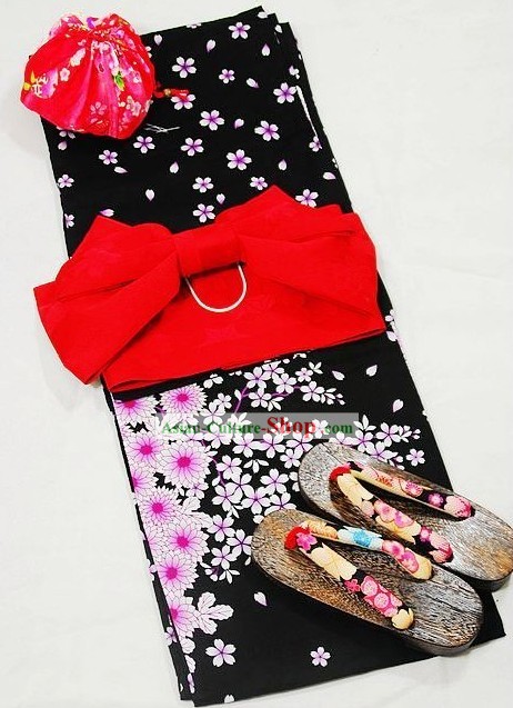 Set Vestido japonês Yukata completa para Mulheres