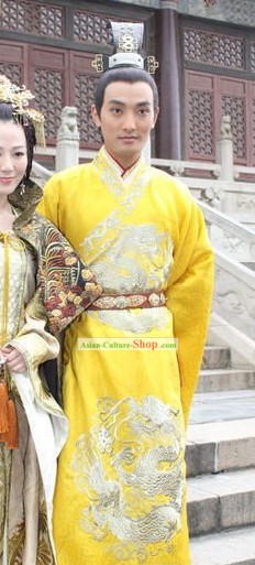 Ancient Chinese Emperor Costumes and Crown Complete Set