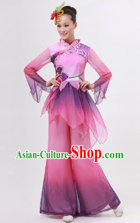 Traditional Chinese Purple Color Transition Dance Costume for Women