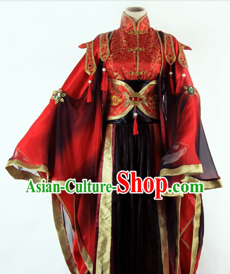 Ancient Chinese Royal Black and Red Costumes for Men
