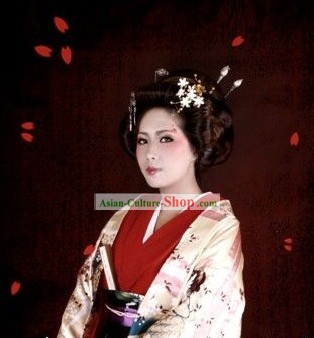 Traditional Japanese Noblewoman Costumes and Headpiece Complete Set