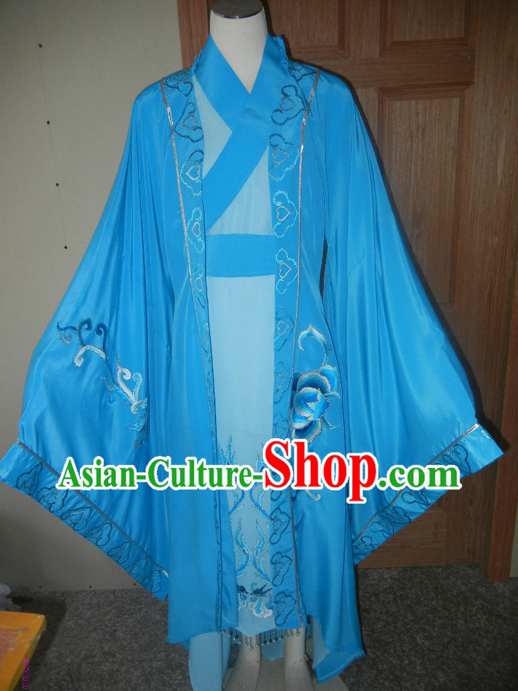 Blue Chinese Opera Embroidered Xiao Sheng Costumes Complete Set for Men