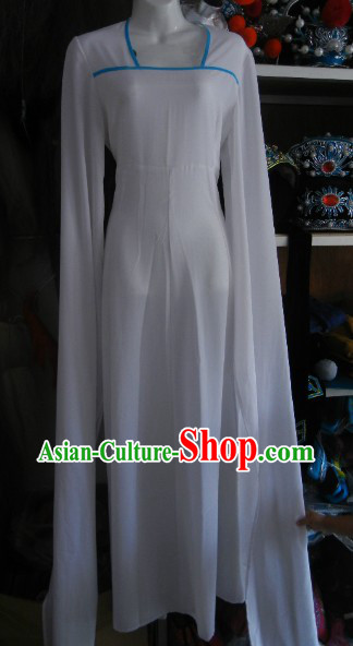 Long Sleeves Pure White Chinese Opera Dance Costumes for Women