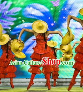 Traditional Modern Dance Costumes and Hat Complete Set for Women