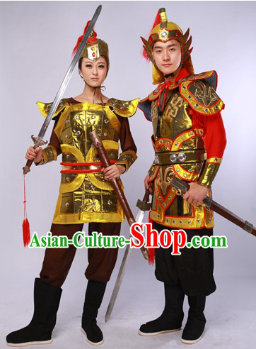China Male and Female General Costumes and Hats 2 Complete Set for Men amd Women