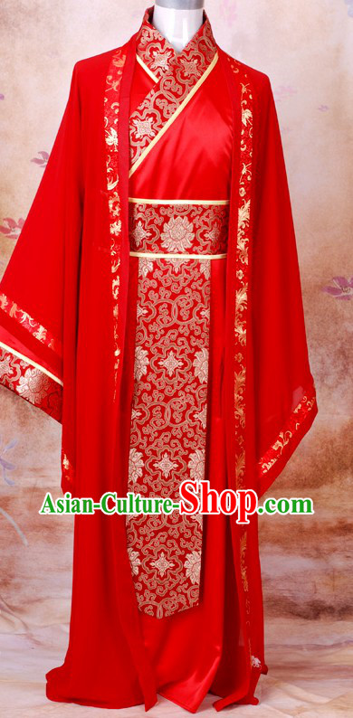 Ancient Chinese Red Bridal Wedding Dresses for Bridegrooms