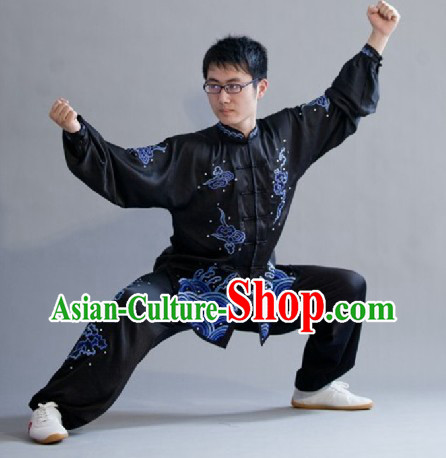 Traditional Chinese Black Kung Fu Tai Chi Martial Arts Uniform