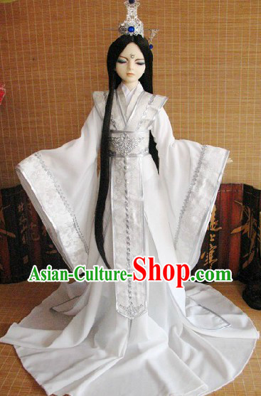 Ancient Chinese White Hanfu Clothing and Coronet for Men