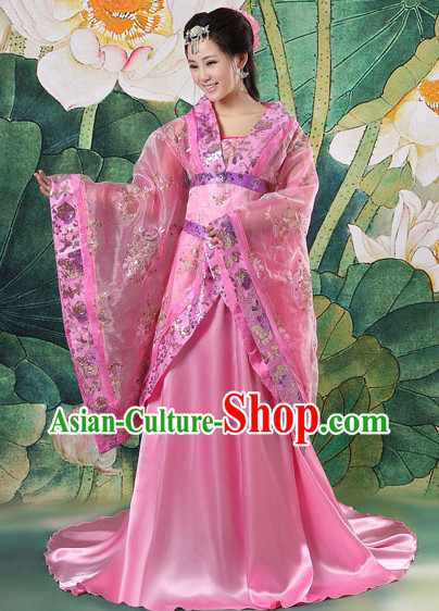 Ancient Chinese Pink Tang Dynasty Princess Clothing Complete Set