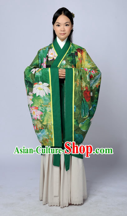 Original Design Ancient Chinese Green Lotus Hanfu Outfits