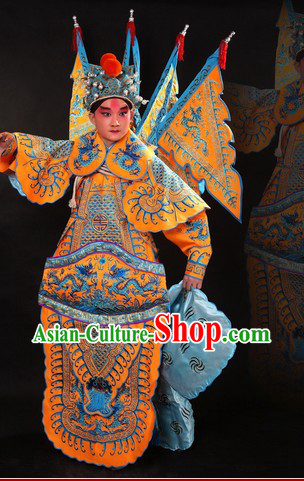 Traditional Chinese Opera General Hero Costumes and Hat