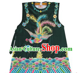 Black Traditional Chinese Opera Lao Dan Phoenix Embroidery Jacket