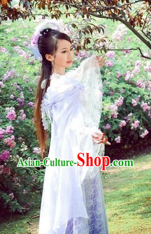 Ancient Chinese Fairy Wedding Dress and Headwear for Women