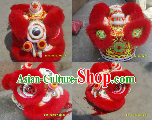 Red Sheep Wool Lion Dance Costumes Complete Set