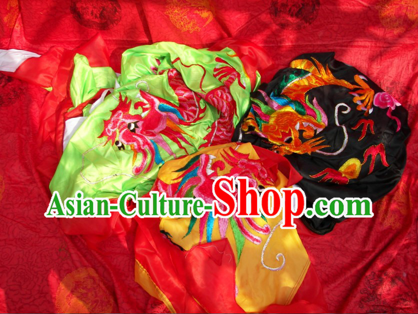 Three Sets of Super Big Chinese Embroidered Dragon Events Flag