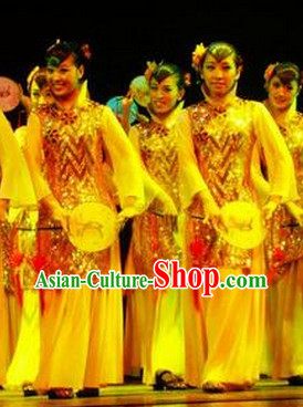 Chinese Classical Fan Group Dance Outfit for Women