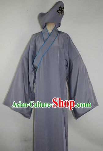 Chinese Ancient Monk Costumes and Hat Complete Set