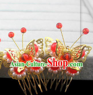 Red Traditional Handmade Butterfly Hair Accessories