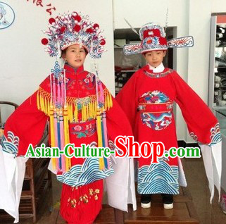 Ancient Chinese Wedding Dresses and Hat for Kids