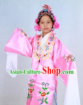 Traditional Chinese Stage Performance Hua Dan Costumes and Headpieces for Kids