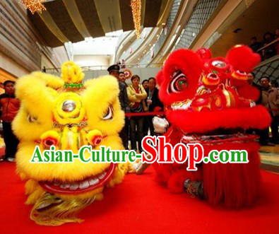 Supreme Red and Yellow Hoksan Lion Dance Costumes Complete 2 Sets