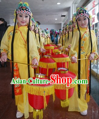 Traditional Chinese Stage Performance Opera Costume and Headpiece for Kids