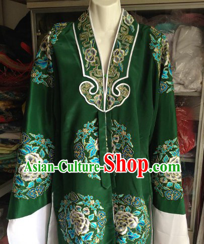 Green Embroidered Flower Opera Costumes