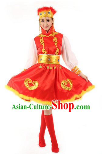 Red Folk Dance Costumes Complete Set for Kids