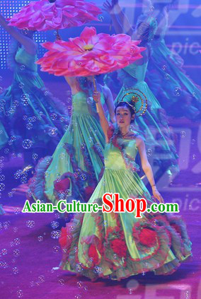 Flower Stage Opening Dance Costumes and Headdress Complete Set