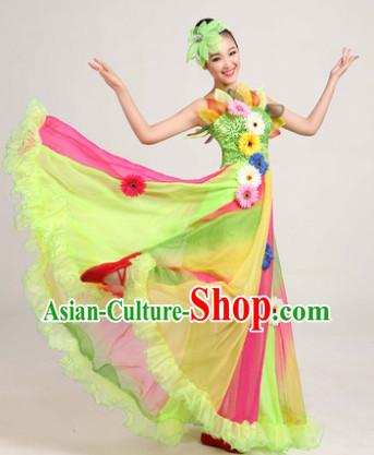 Professional Festival Performace Dancing Costumes and Headdress Complete Set for Women