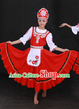 Red Russia Clothing and Hat for Women