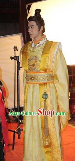 Chinese Tang Imperial Emperor Costumes and Crown Complete Set
