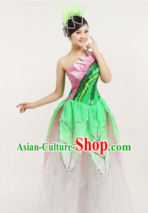 Chinese Dancing Costumes and Headwear