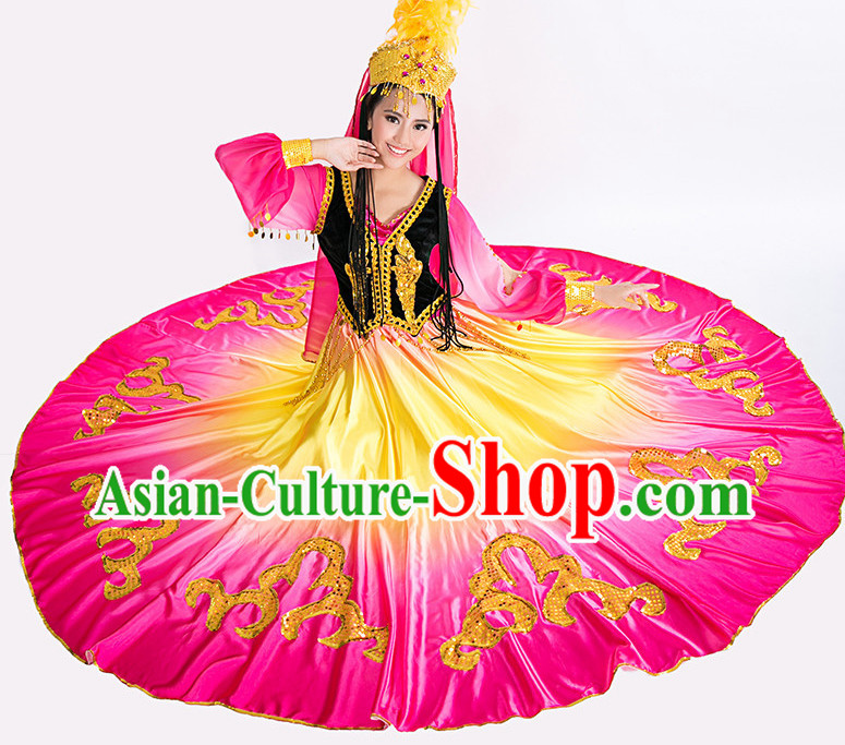 Asian China Xinjiang Dance Costume and Hat