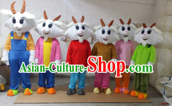 Chinese New Year Happy Sheep Goat Mascot Costumes Full Set