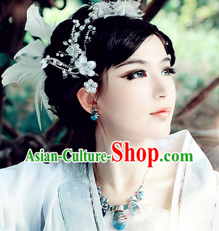 Traditional Romantic White Chinese Hair Accessories for Girls