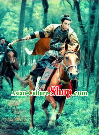 China Ancient Horseman Costumes and Cape Complete Set