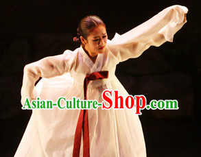 Pure White Korean Dance Costumes for Women