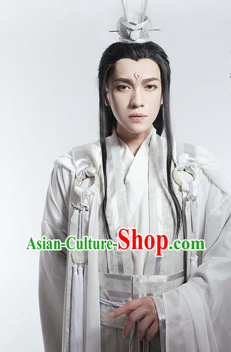 Asian Fashion Chinese Childe Clothes and Hair Jewelry Complete Set for Men