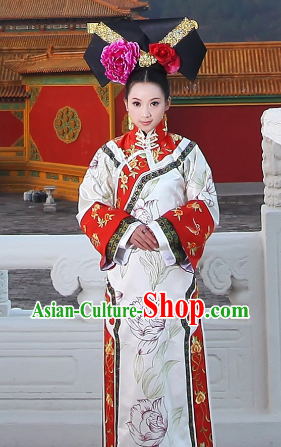China Fashion Chinese Ancient Costume Wedding Clothes and Hair Accessories Complete Set