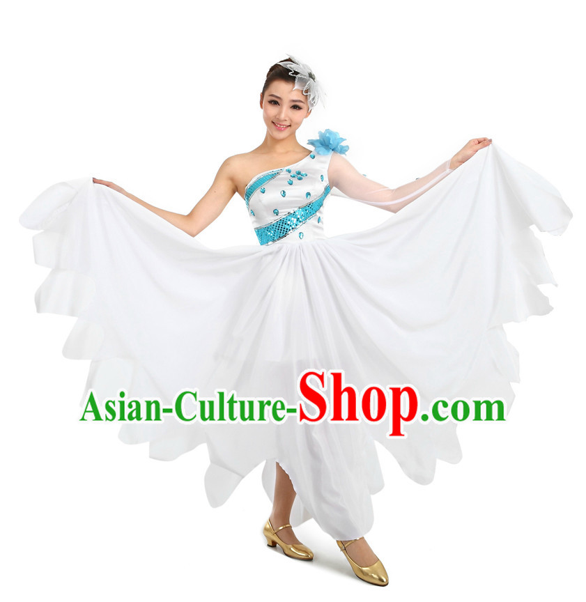 Chinese Stage Dancing Costumes Apparel Dance Stores Dance Gear Dance Attire and Hair Accessories Complete Set for Women