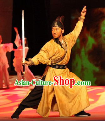Professional Chinese Stage Performance Official Bodyguard Costumes and Hat Complete Set for Men