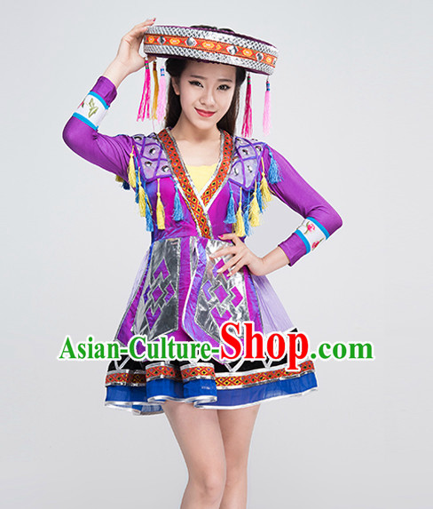 Traditional Chinese Female Ethnic Dance Costumes for Competition